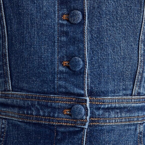 Madewell Denim Covered-Button Dress Size 2 - Picture 5 of 14